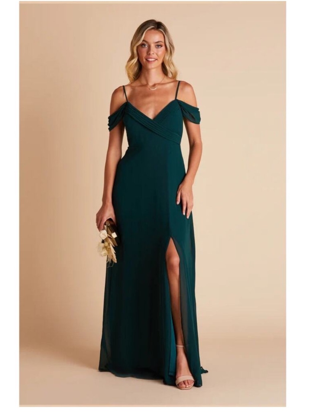 1456  NWT Birdy Grey Spence Chiffon Convertible Bridesmaids Dress Emerald Small